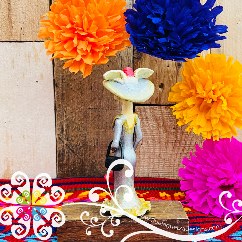 Mini Gray/Silver Fina Clay Catrina Michoacana - Capula Clay Home