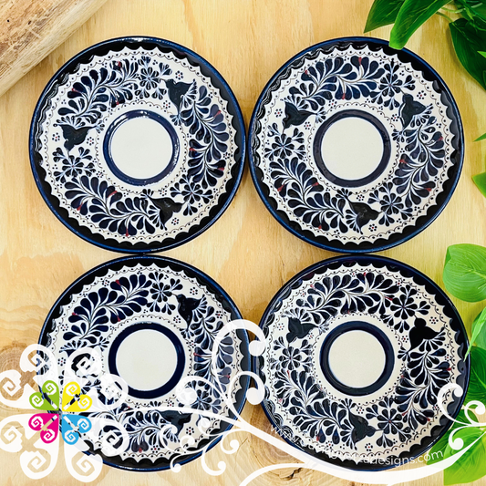 Navy Blue Set of 4 Small Plate - Barro Alta Temperatura