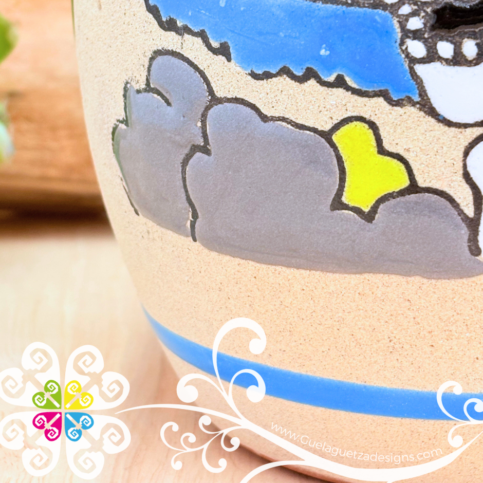 Blue Turquoise Catrina Ovulo Vase - Mexican Home Décor
