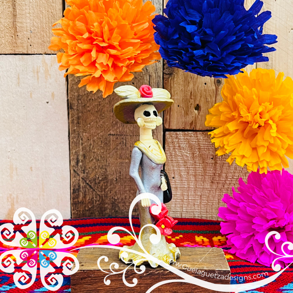 Mini Gray/Silver Fina Clay Catrina Michoacana - Capula Clay Home