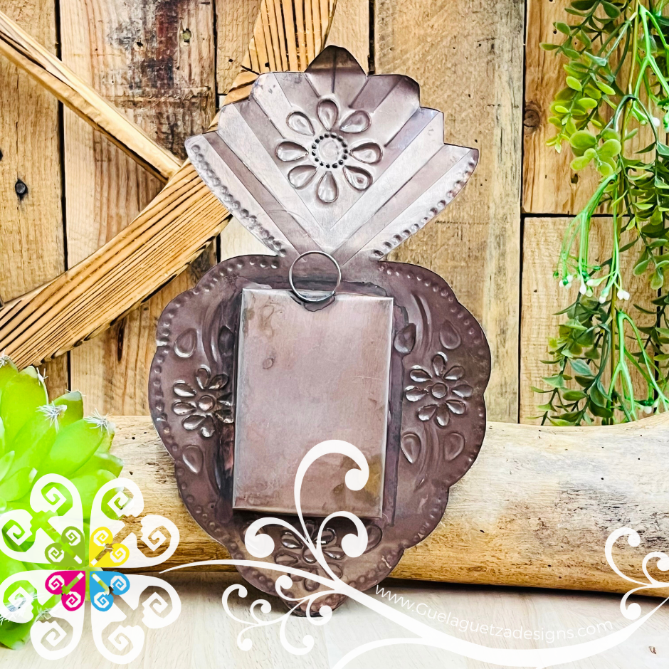 Large Cobrizado Frida Nicho Frame - Hojalata San Miguel Collection