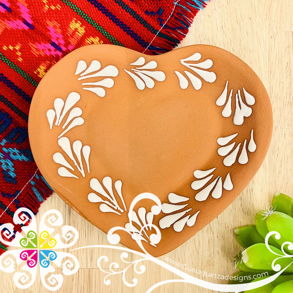 Set of 4 Small Natural / White Corazon Plate - Set Clay Flat Plates