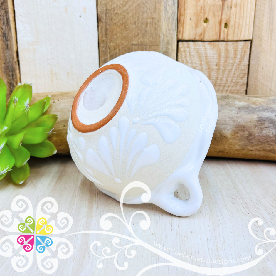 Set of 4 Small White Espiga Cazuelita Clay Bowl