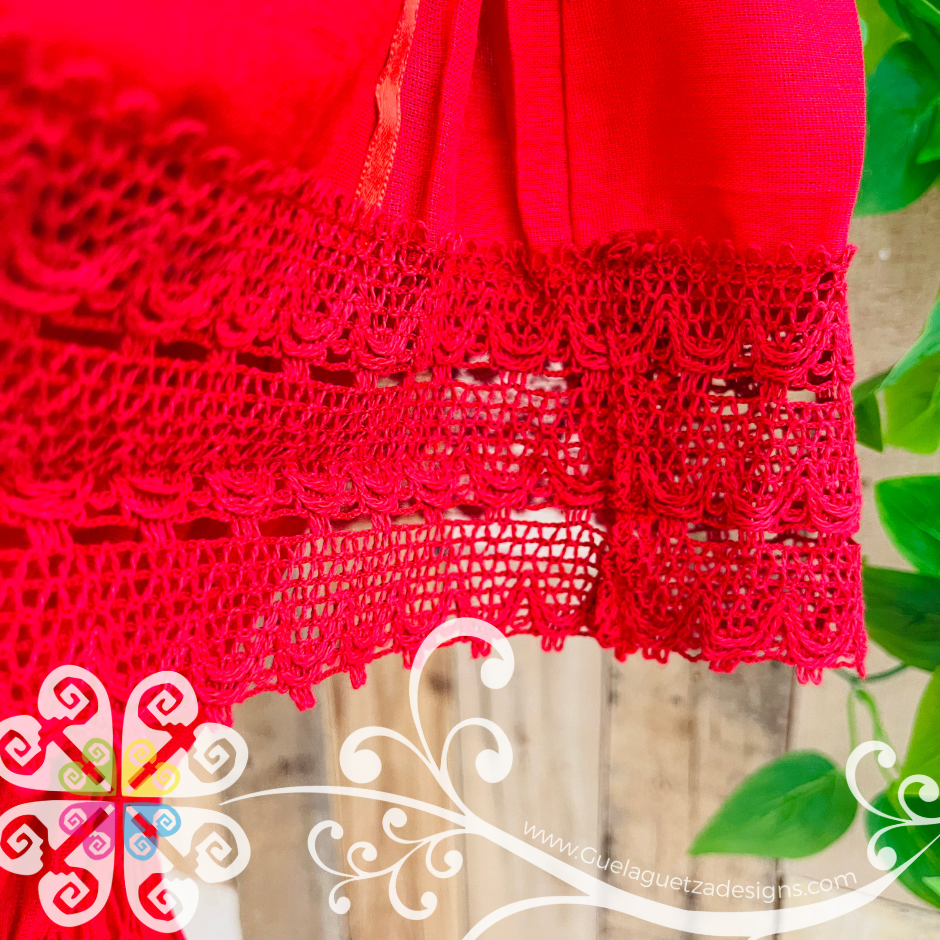 Red Campesina Embroider Crop Top- Women Top