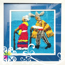 Royal Blue Long Culturas Bordadas - Embroidered Wood Frame