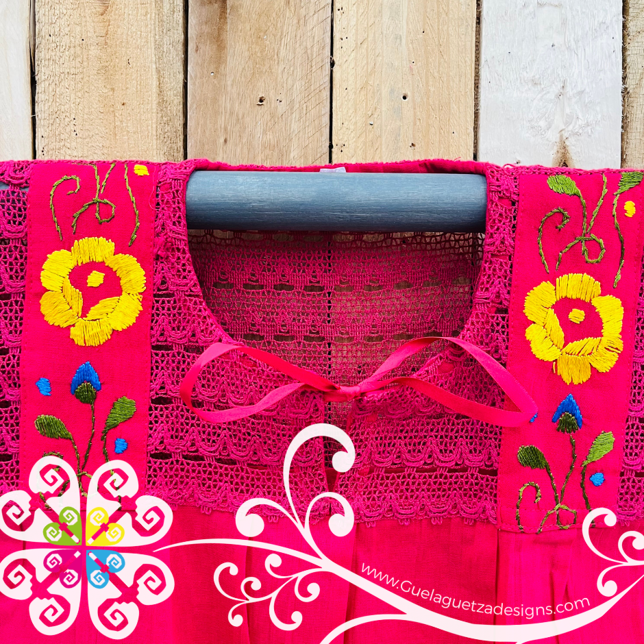 Fuchsia Berta Embroider Top - 3/4 Sleeve - Blusa Bordada