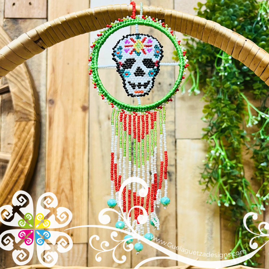 Calaverita Beaded Dream Catcher - Huichol Art
