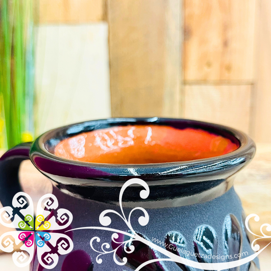 Set of Black Espiga Clay Mugs - Set Taza Barro