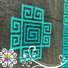 Black Teal Grecas Embroider Long Poncho - Gaban