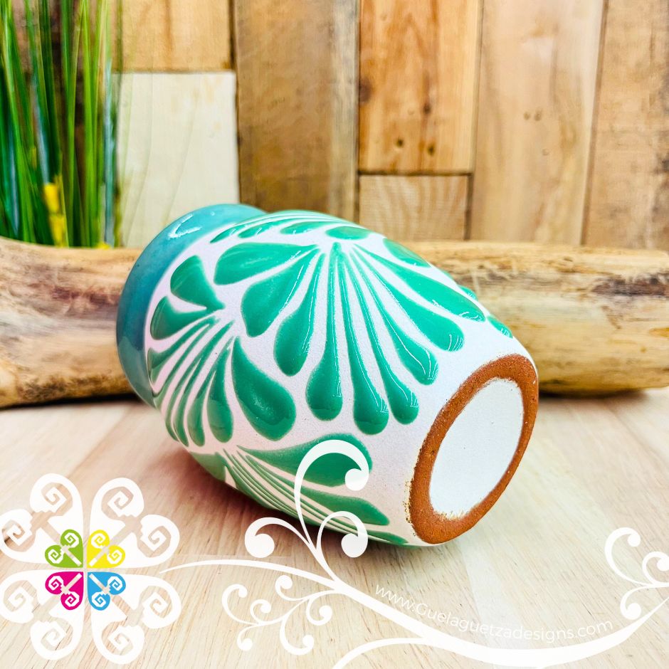 Set of Teal Espiga Plumeado Cantarito Cup - Set Clay Cantarito