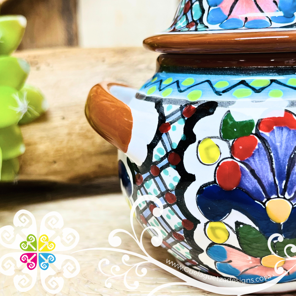 Medium Multicolor Talavera Sugar Bowl - Talavera Azucarera - Talavera Kitchen