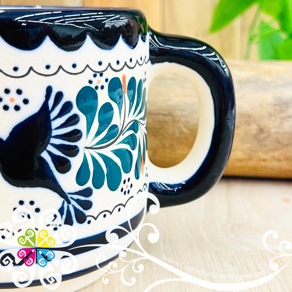 Navy Blue Colibri Taza Cafetera - Barro Alta Temperatura - Single Clay Mug