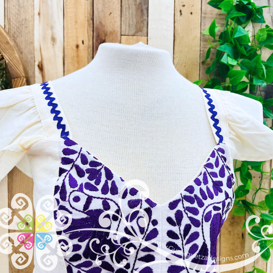 Purple Paloma Crop Top - Short Flutter Sleeve - Women's Top