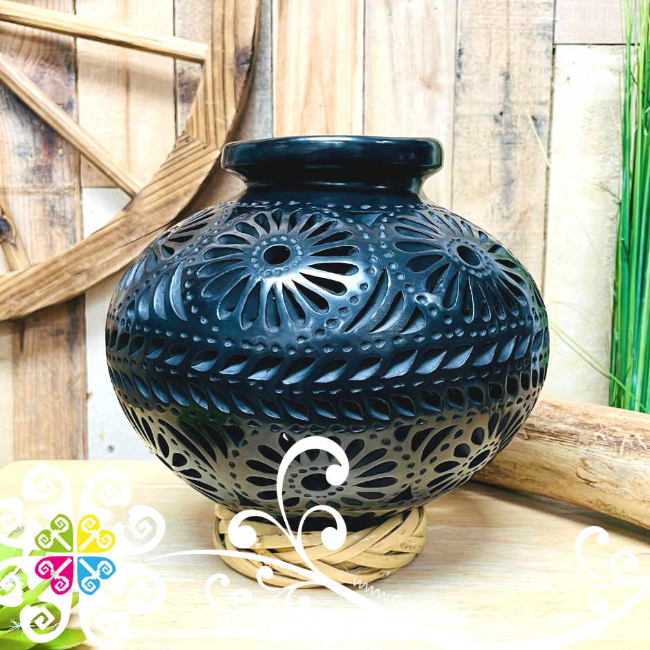 Jumbo Cantarito Black Clay Vase - Barro Negro Oaxaca
