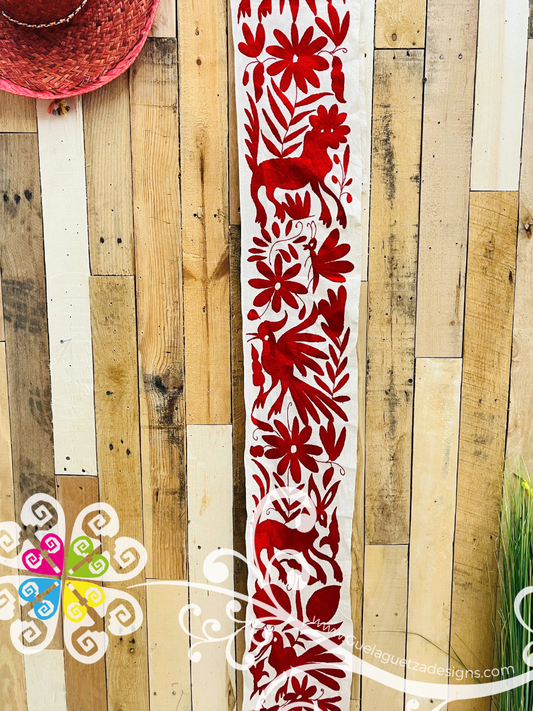 Red Small Solid Otomi Table Runner - Camino de Tenango