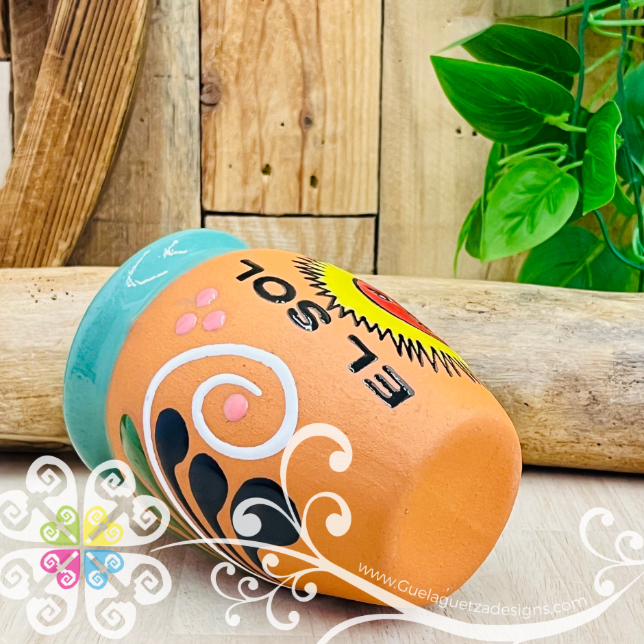 46 - El Sol Cantarito LoteriaMX - Single Clay Cantarito