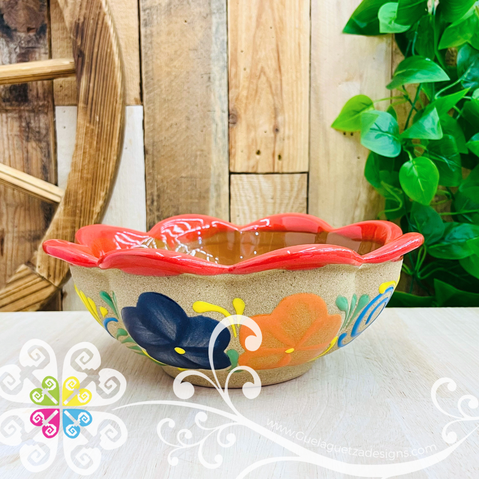 Small Frutero de Barro Flowers - Mexican Kitchen