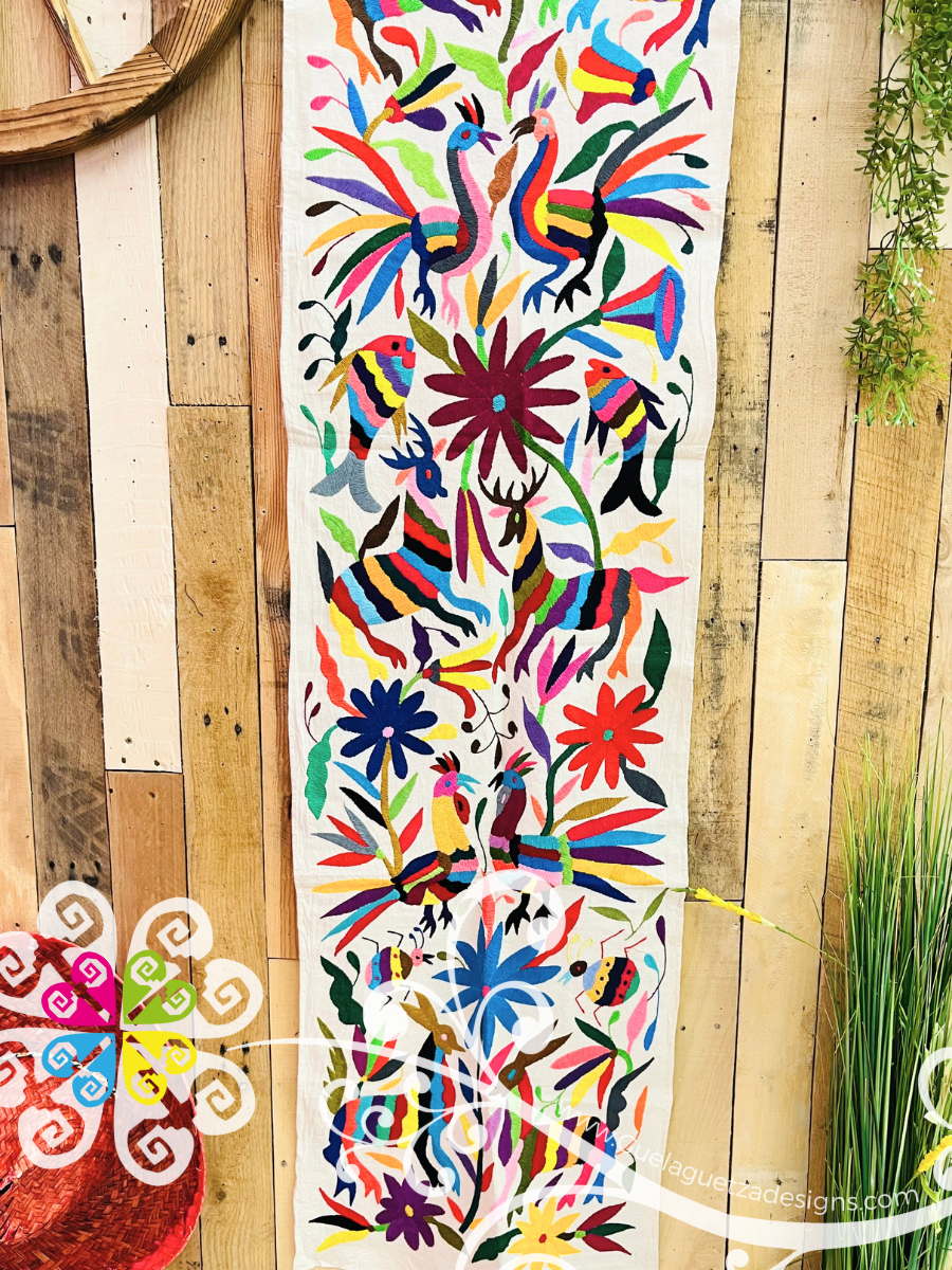 Large Multicolor Otomi Table Runner - Camino de Tenango