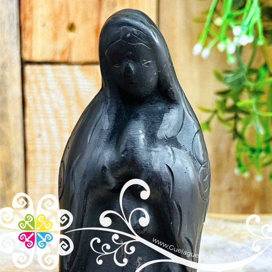 Small Virgen Guadalupe Statue - Barro Negro Oaxaca