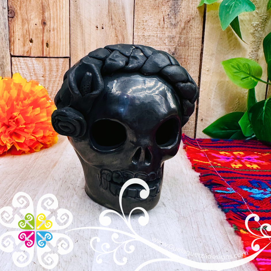 Medium Unique Skull  - Black Clay Oaxaca