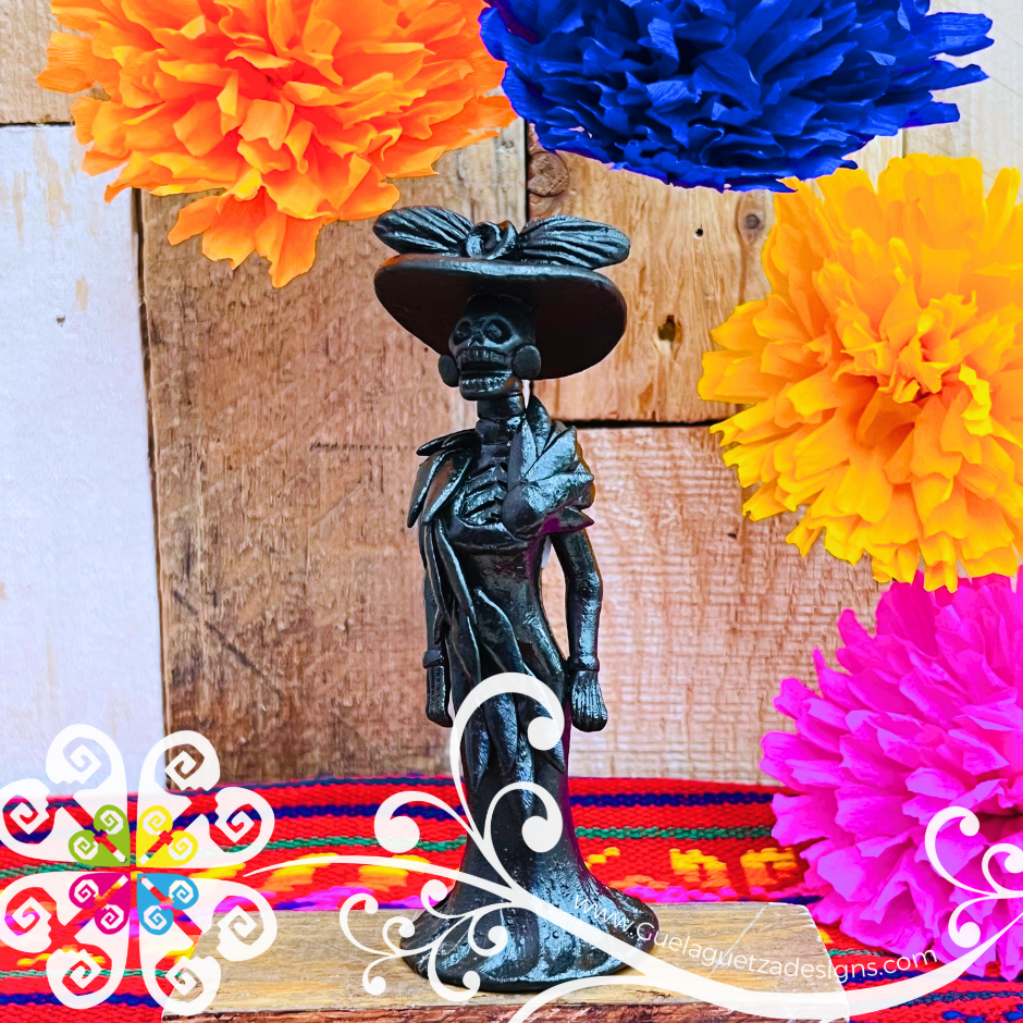 Mini Black Fina Clay Catrina Michoacana - Capula Clay Home