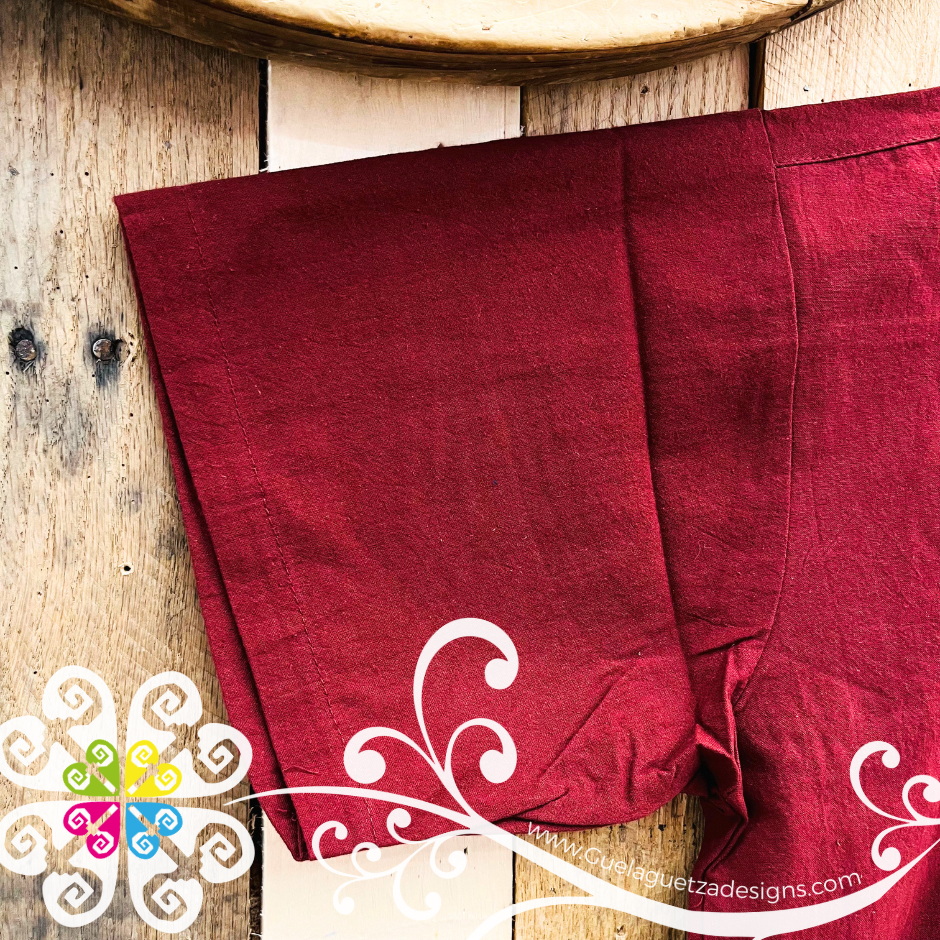 Burgandy Pepita Guayabera - Men Shirt