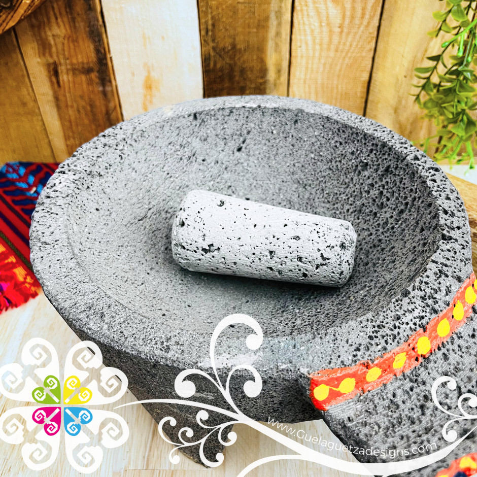 Large Floreado Molcajete Piedra