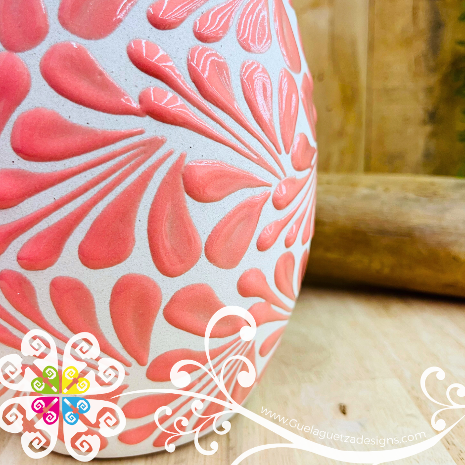 Pink Engobe Espiga Plumeado Florero Ovulo - Florero Barro