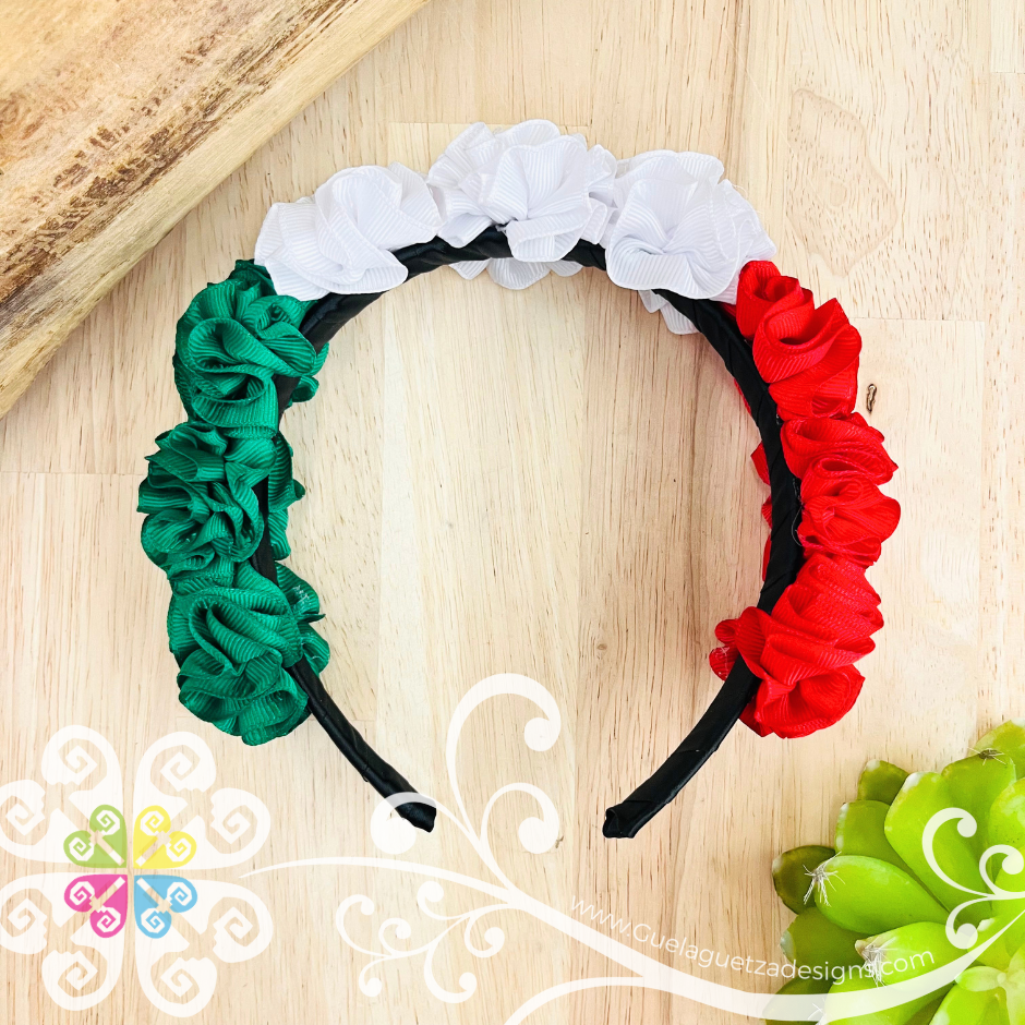 Tricolor Ribbon Flower Headband - Folkloric Headband