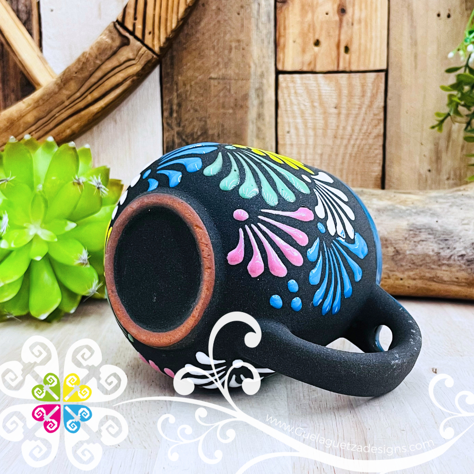Blue With Multicolor Clay Mug with Spoon - Taza Espiga con Cuchara