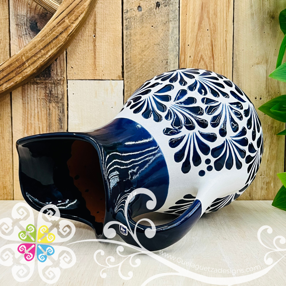 Cobalt Blue Espiga Large Pato Clay Pitcher - Jarro de Barro