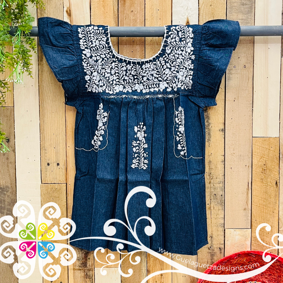 Small Denim Blusa San Antonino Tableada - Embroider Women Top