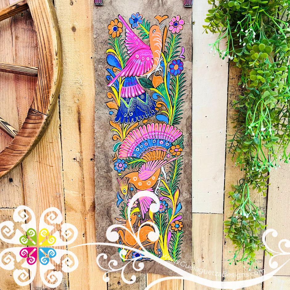 Long Medium Neon Colors Fauna Designs - Amate Paintings