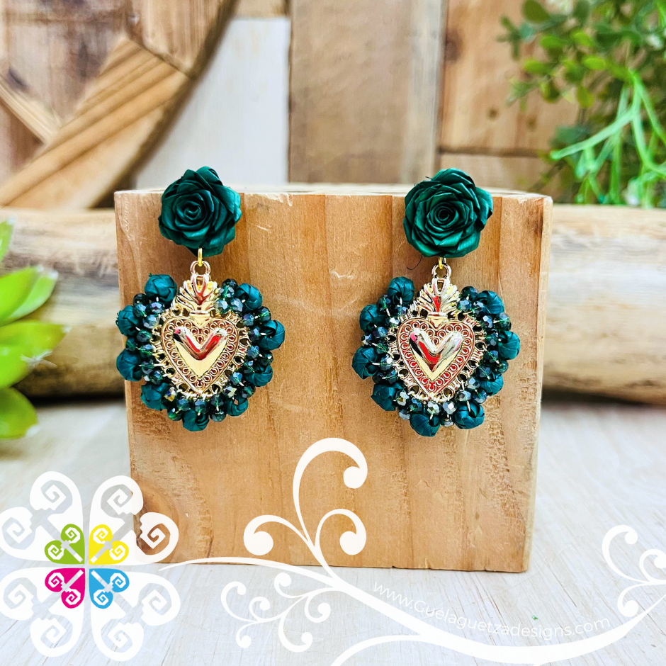 Solid Color Corazon Milagrito Wood Studs- Palm Earrings