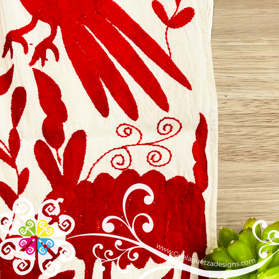Red Large Solid Color Otomi Table Runner - Camino de Tenango