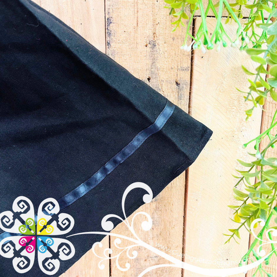 Black Tehuana Embroider Campesino Children Dress