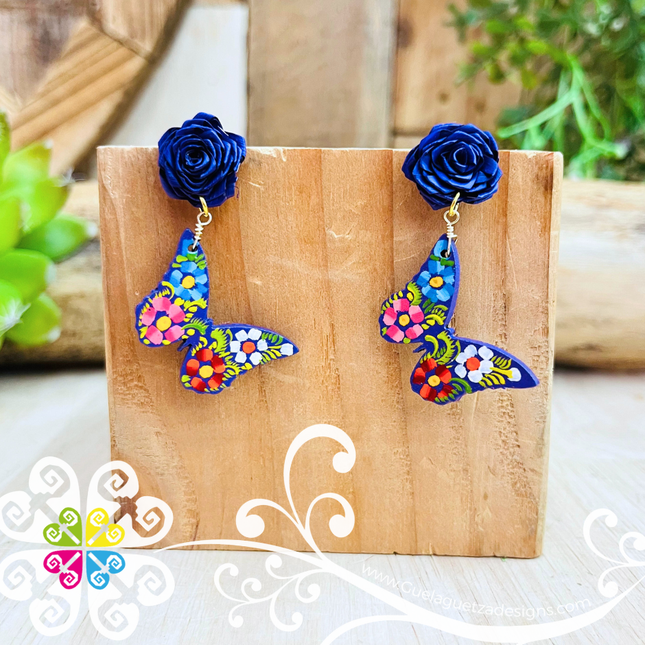 Mariposa Wood Studs - Palm Earrings