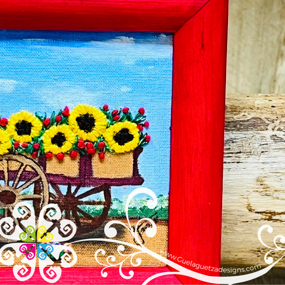 Flower Bed - Embroidered Wood Frame