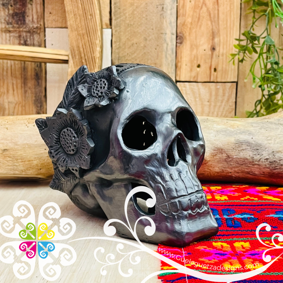 Medium Unique Skull  - Black Clay Oaxaca