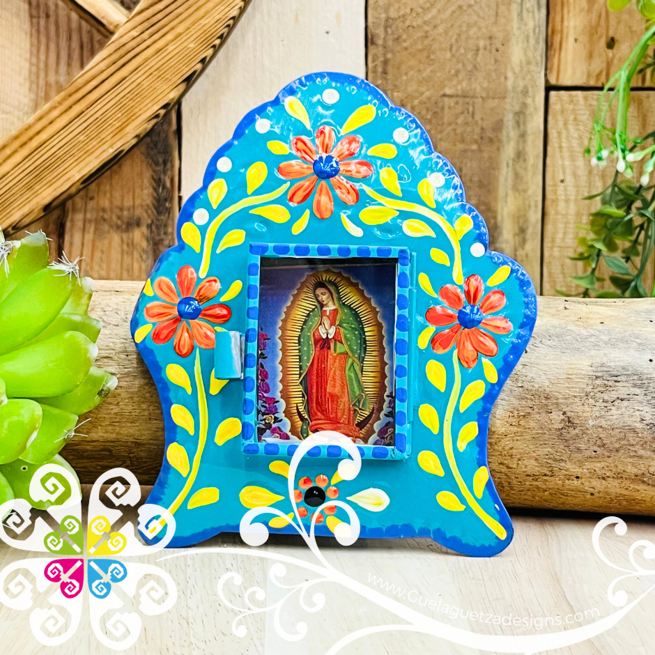 Medium Virgen De Guadalupe Nicho Frame - Hojalata San Miguel Collection