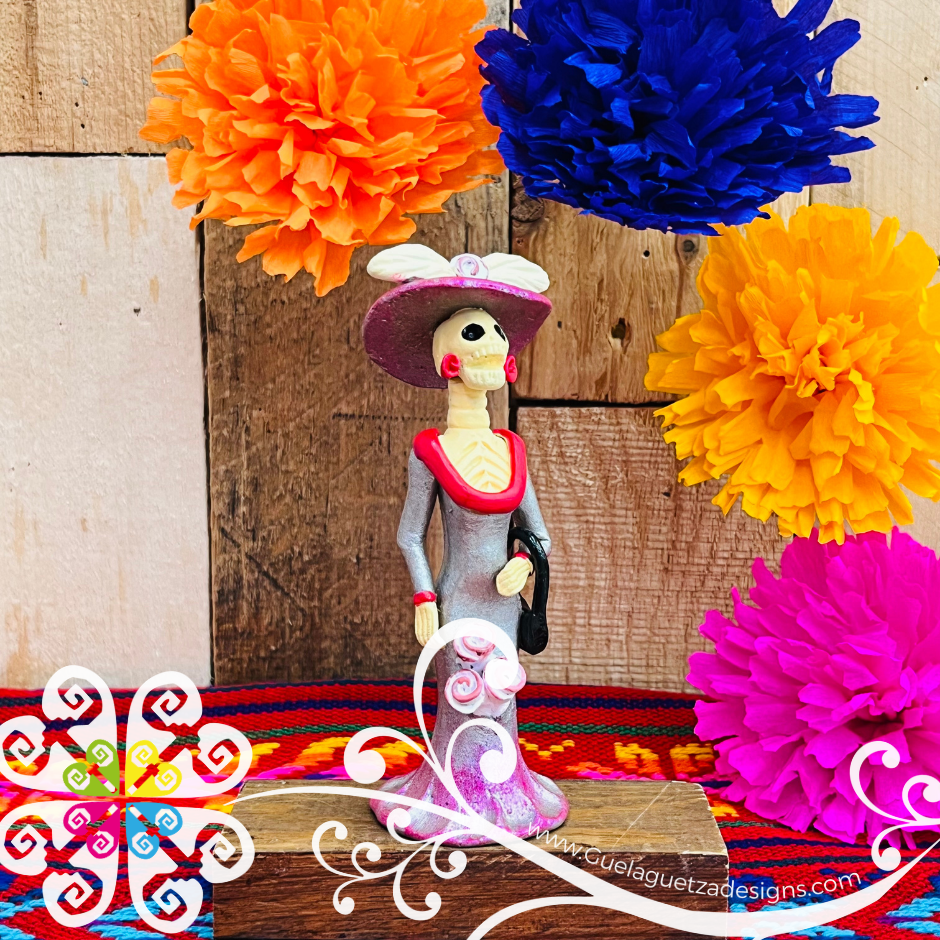 Mini Gray/Silver Fina Clay Catrina Michoacana - Capula Clay Home