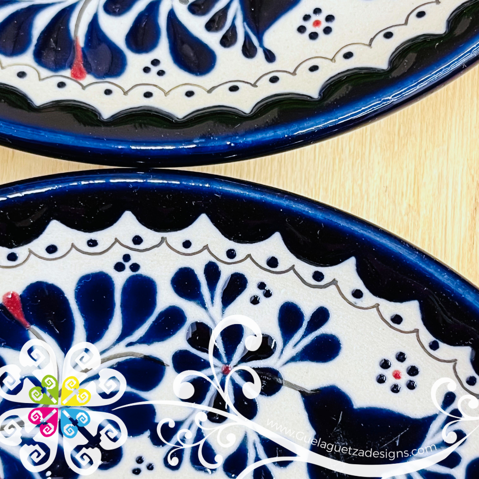 Navy Blue Set of 4 Small Plate - Barro Alta Temperatura