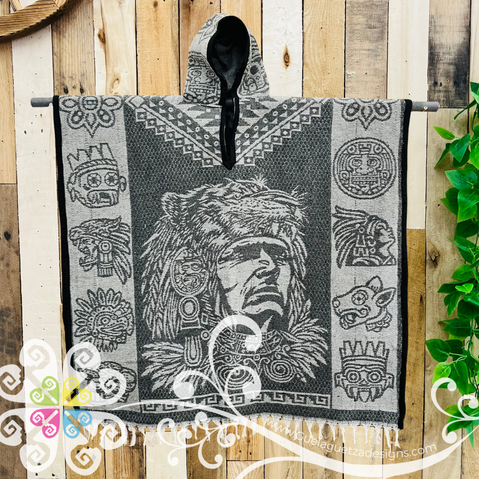 Jaguar / Guerrero Mexicano Gaban - Men Poncho with Hoodie