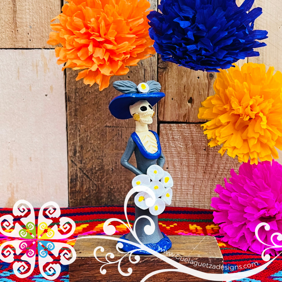 Mini Gray/Silver Fina Clay Catrina Michoacana - Capula Clay Home