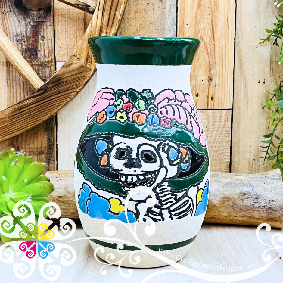 Green Catrina Ovulo Vase - Mexican Home Décor