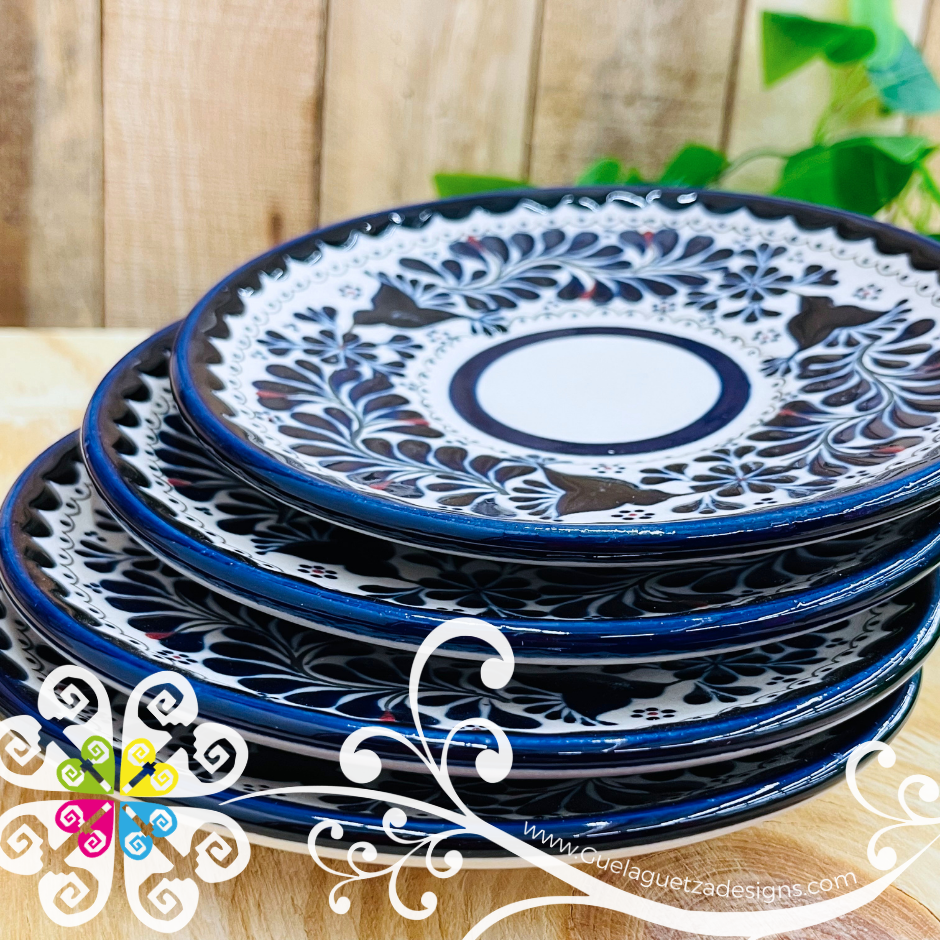 Navy Blue Set of 4 Small Plate - Barro Alta Temperatura