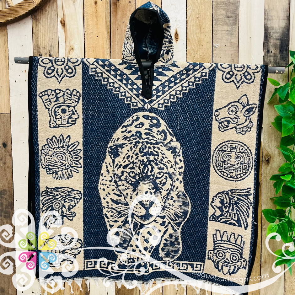 Jaguar / Guerrero Mexicano Gaban - Men Poncho with Hoodie