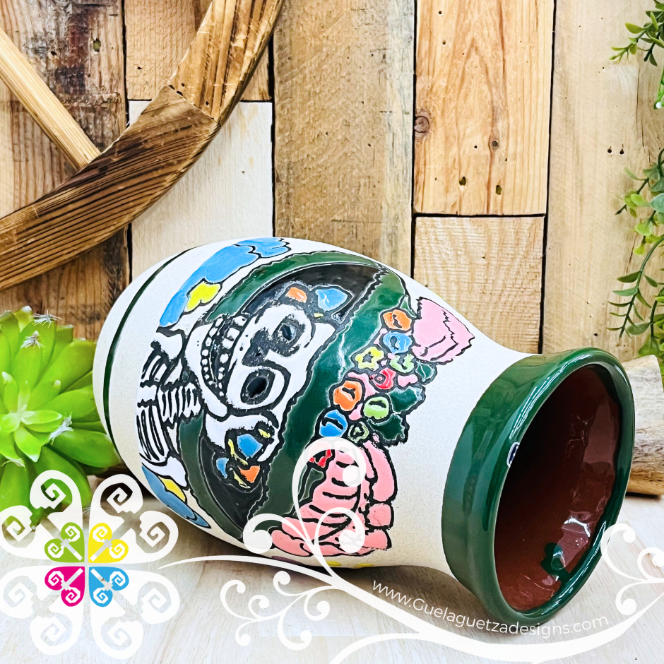 Green Catrina Ovulo Vase - Mexican Home Décor