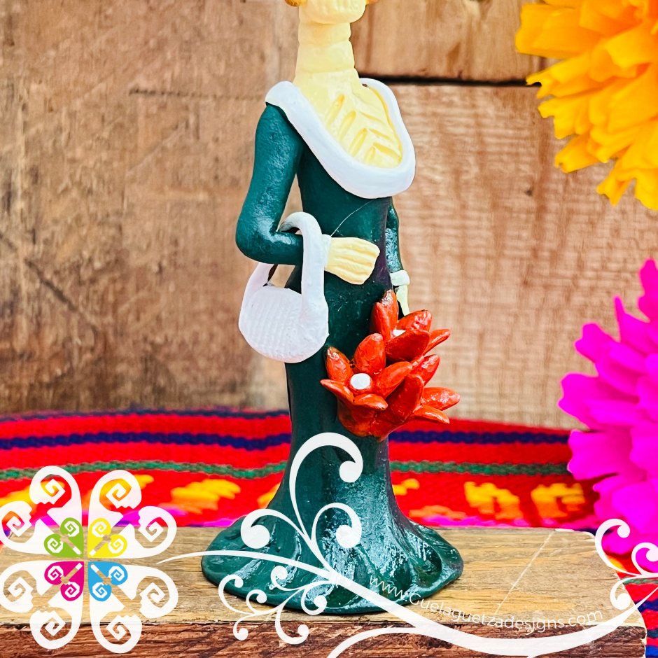 Mini Green Fina Clay Catrina Michoacana - Capula Clay Home