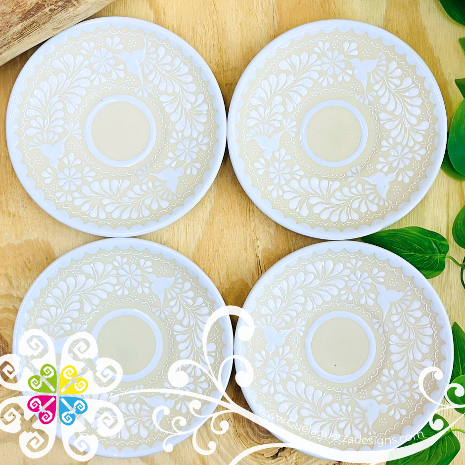 White Set of 4 Small Plate - Barro Alta Temperatura